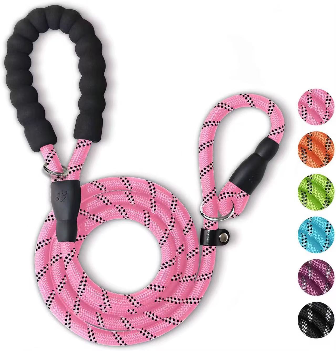 5 FT strong Dog Leash with Comfortable Padded Handle and Highly Reflective Threads for Medium and Large Dogs