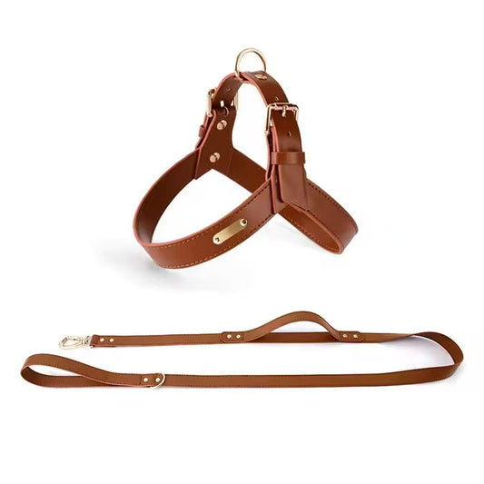Hot sale luxury designer cool vegan leather dog harness set
