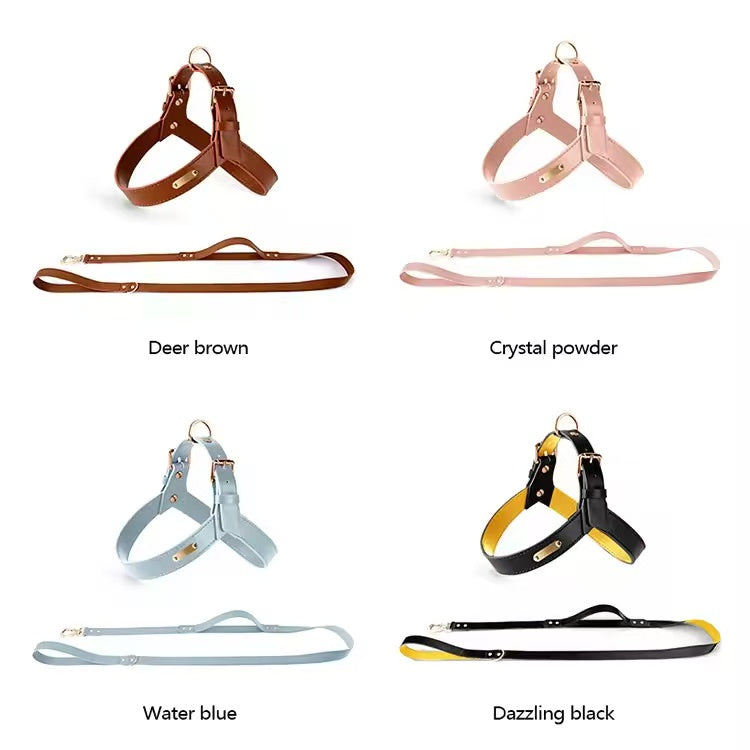 Hot sale luxury designer cool vegan leather dog harness set
