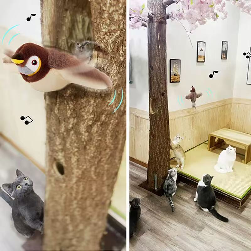 Rechargeable Sparrow Bird Realistic Interactive Cat Toy with Catnip