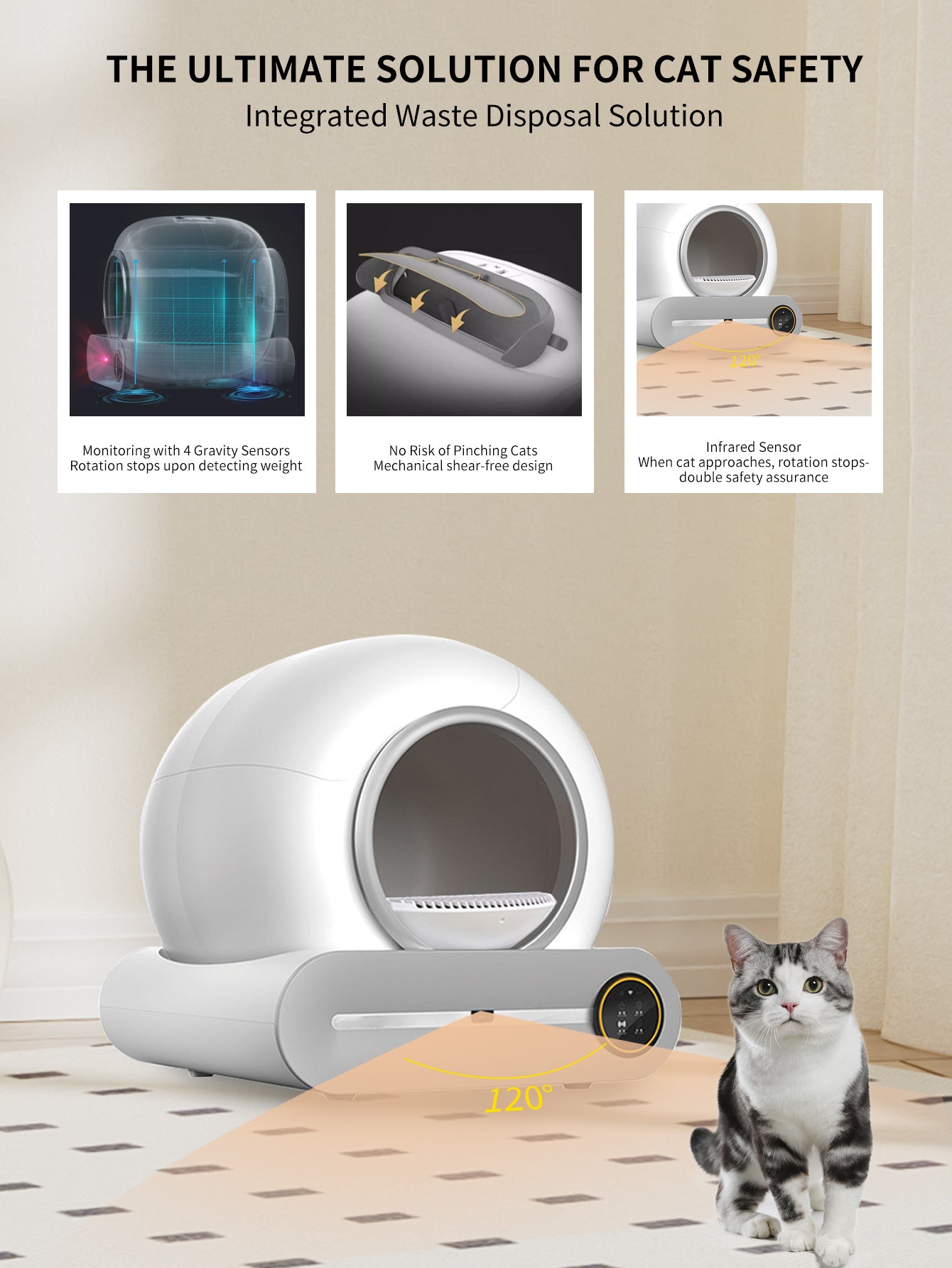 Furever Love Automatic Self-Cleaning Cat Litter Box with APP Control, Odor-Free Waste Disposal, Extra-Large 65L+9L Capacity, Robot Litter Box with Trash Bags